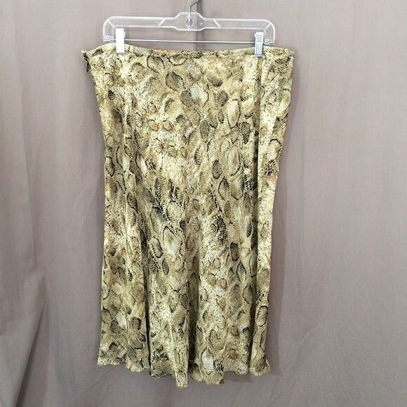 Talbots Pure Silk Skirt Snake Print Animal Midi Size 16 Y2K Career Boho - Picture 3 of 4